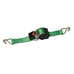 2 Sangles D'Arrimage Auto-Rétractables 3,65m - 340kg, Crochets Pointus, DIN 12195-2, Cliquet