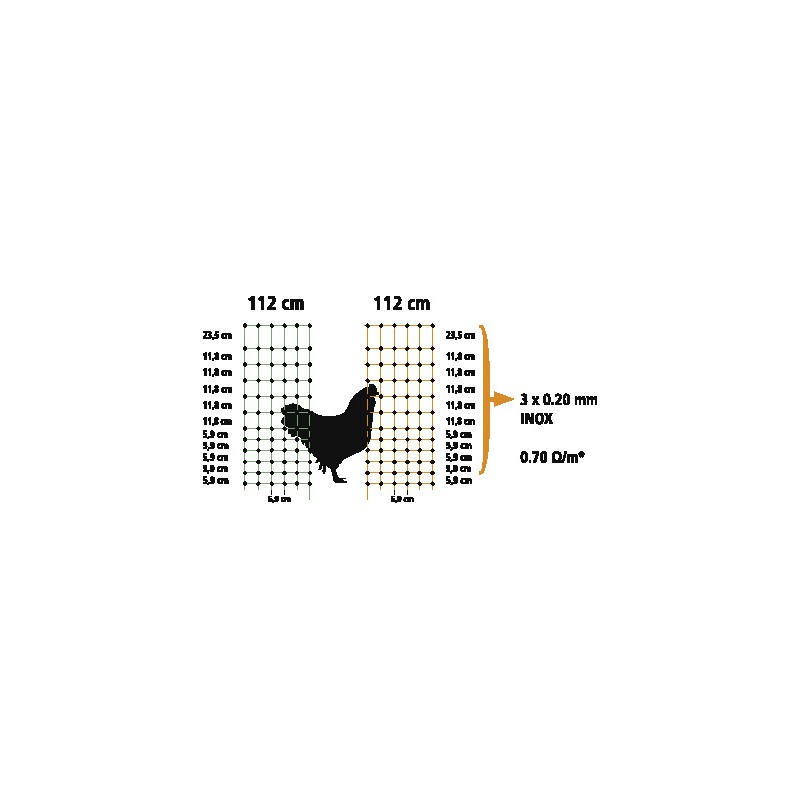 Filet volaille électrifiable simple pointe H106cm - 50m - KERBL