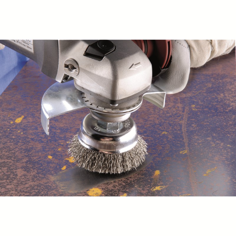Brosse Boisseau Ondulée 75 Mm - Filetage M14 - Pour Meuleuse D'angle - Nettoyage Métal