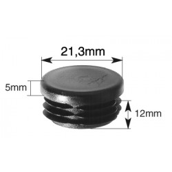 Bouchon plastique noir pour tube rond 21 mm avec patin épais