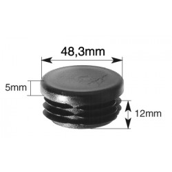 Bouchon plastique noir pour tube rond 48 mm avec patin épais
