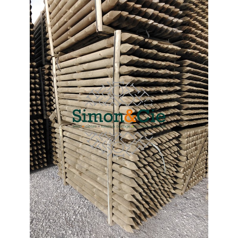 VIALA BOIS - Piquet de clôture - Piquets en bois de 2m diamètre 8