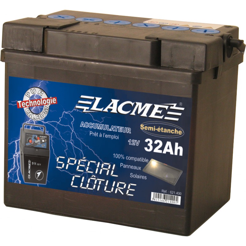 Batterie Clôture LACME 12V-32 Ah pour électrificateur compact